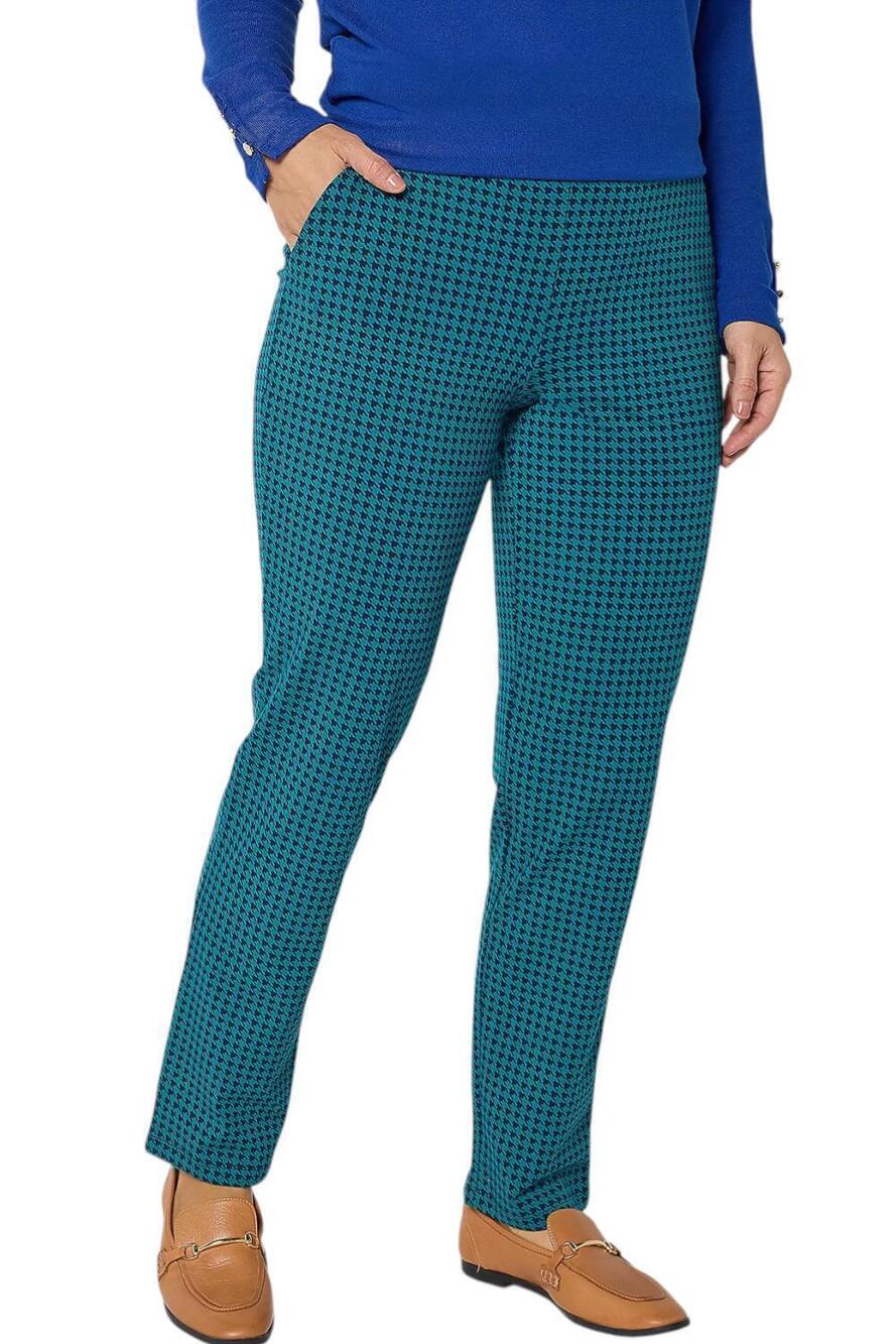 Denim & Co. Women's Duo Stretch Straight Leg Pants Spruce Green/Navy - Petite